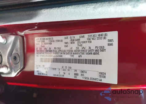 2014 Ford Escape Titanium из США, поврежденный, VIN 1FMCU9J99EUD62598